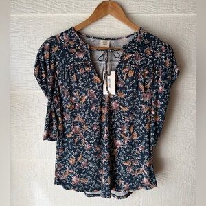 Matilda Jane Good Hart Surprise Flowers Puff Sleeve Top NWT